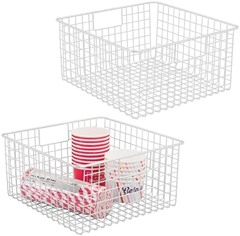 MDesign Farmhouse Decor Metal Wire Food Organizer Storage Bin Baskets With Handles For Kitchen Cabinets, Pantry, Bathroom, Laundry Room, Closets, Garage - 2 Pack - Bronze 13 MDesign Farmhouse Decor Metal Wire Food Organizer Storage Bin Baskets With Handles For Kitchen Cabinets, Pantry, Bathroom, Laundry Room, Closets, Garage - 2 Pack - Bronze - Image 13