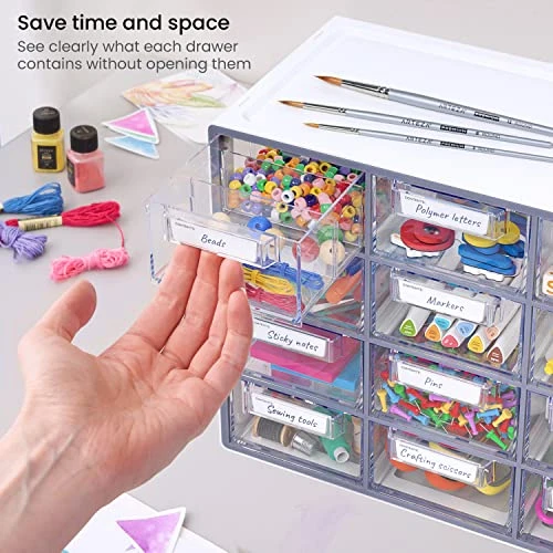 Arteza Desk Drawer Organizer, Multipurpose 12-Drawer Cabinet For Makeup Storage, Tools, And Art Supplies, 9.21in X 16.22in X 12.79in 5 Arteza Desk Drawer Organizer, Multipurpose 12-Drawer Cabinet For Makeup Storage, Tools, And Art Supplies, 9.21in X 16.22in X 12.79in - Image 5