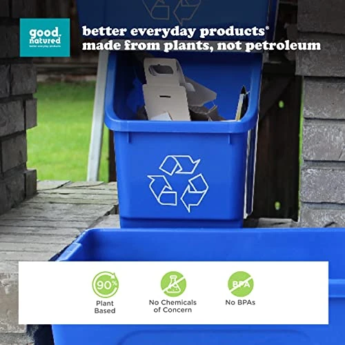 Good Natured Stackable Recycle Bin With Handle, 6 Gallon / 25 Liter - Ideal For Kitchen, Home & Indoor Use - Compact & Small Recycling Bin - Perfect For Recycling Cans, Blue Recycle Bin For Easy Trash Sorting 2 Good Natured Stackable Recycle Bin With Handle, 6 Gallon / 25 Liter - Ideal For Kitchen, Home & Indoor Use - Compact & Small Recycling Bin - Perfect For Recycling Cans, Blue Recycle Bin For Easy Trash Sorting - Image 2