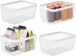 MDesign Steel Food Storage Organizer Bin Mesh Basket, Space Saving For Kitchen Cabinets, Countertop, Pantry, Fridge, Freezer Organization, Canned Food, Sugar, Flour, Meshi Collection - 2 Pack - Black -Brabantia Shop 51okaKAfljL. AC