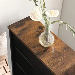 SONGMICS Narrow Dresser, Vertical Storage Unit With 4 Fabric Drawers, For Small Spaces And Gaps, Metal Frame, Slim Storage Tower, For Living Room, Laundry, Closet, Rustic Brown And Black ULGS041B01 -Brabantia Shop 51pzJLfBLaL