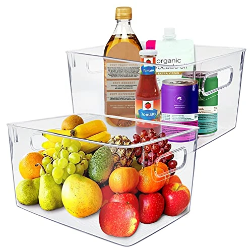 Vaisoz 2PCS Storage Organizer Bins, Pantry Organization And Storage, Refrigerator Fridge Organizer Bins With Built-In Handles For Freezer, Kitchen, Pantry, Cabinet (10.4 X 6.7 X 6 In) 1 Vaisoz 2PCS Storage Organizer Bins, Pantry Organization And Storage, Refrigerator Fridge Organizer Bins With Built-In Handles For Freezer, Kitchen, Pantry, Cabinet (10.4 X 6.7 X 6 In)