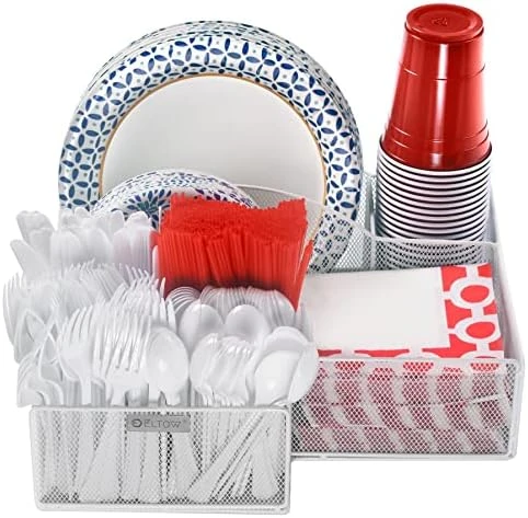 ELTOW Countertop Silverware Caddy W/Handle, 8 Compartment Paper Plate & Cutlery Caddy For Plates, Bowls, Forks, Spoons, Knives, Napkins, Flatware & Utensil Holder For Party, Picnic, Home, RV - Black 11 ELTOW Countertop Silverware Caddy W/Handle, 8 Compartment Paper Plate & Cutlery Caddy For Plates, Bowls, Forks, Spoons, Knives, Napkins, Flatware & Utensil Holder For Party, Picnic, Home, RV - Black - Image 11
