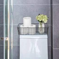 Sheechung Farmhouse Decor Metal Wire Storage Organizer Bin Basket(2 Pack) - Rustic Toilet Paper Holder - Storage Organizer For Bathroom, Kitchen Cabinets,Pantry, Laundry Room, Closets, Garage (Black) -Brabantia Shop 51qpYb7lenL