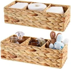 Vagusicc 3-Section Wicker Baskets For Shelves, Hand-Woven Paper Rope Wicker Storage Basket, Toilet Paper Basket For Toilet Tank Top, Baskets For Organizing Bathroom, 2-Pack, White -Brabantia Shop 51rI4DBbWpL. AC