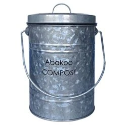 Abakoo Stainless Steel Compost Bin - Premium Grade 304 Stainless Steel Kitchen Composter - Includes 4 Charcoal Filter, Indoor Countertop Kitchen Recycling Bin Pail (1.0 Gallon (Galvanized))