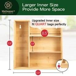 Ziplock Bag Storage Organizer For Kitchen Drawer, Openable Top Bamboo Holders, Compatible With Ziploc, Solimo, Glad, Hefty For Gallon, Quart, Sandwich & Snack Variety Size Bag (4 Slots) -Brabantia Shop 51s0GieN26L