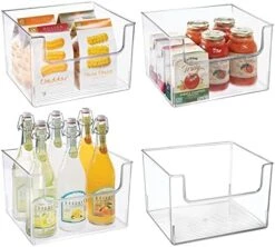 MDesign Modern Plastic Open Front Dip Storage Organizer Bin Basket For Kitchen Organization - Shelf, Cubby, Cabinet, Cupboard, And Pantry Organizing Decor - Ligne Collection - 4 Pack - Clear -Brabantia Shop 51sFB7YdMTL. AC