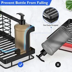 BSKSSK Sink Caddy, Kitchen Sink Organizer Sponge Holder, Dish Soap Scrubber Holder With Removable Drain Pan, Sink Brush Holder Kitchen Sink Stainless Steel For Sponge, Soap, Dishcloth, Scrubber-Black -Brabantia Shop 51sKRHlojyL