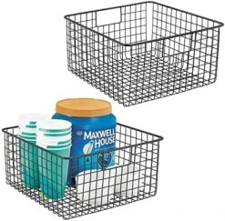 MDesign Farmhouse Decor Metal Wire Food Organizer Storage Bin Baskets With Handles For Kitchen Cabinets, Pantry, Bathroom, Laundry Room, Closets, Garage - 2 Pack - Bronze 28 MDesign Farmhouse Decor Metal Wire Food Organizer Storage Bin Baskets With Handles For Kitchen Cabinets, Pantry, Bathroom, Laundry Room, Closets, Garage - 2 Pack - Bronze -Brabantia Shop 51saePq7L. AC