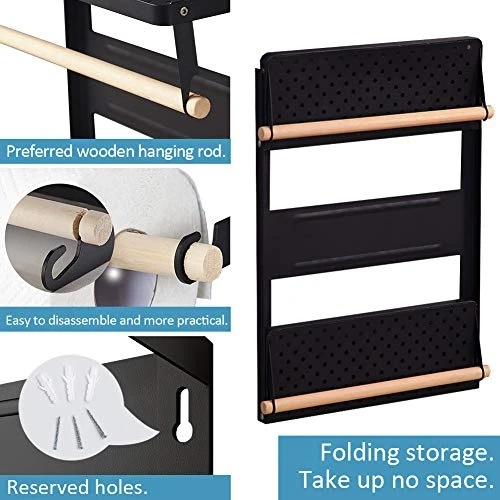 XIAPIA Magnetic Fridge Organizer Spice Rack With Paper Towel Holder And 5 Extra Hooks | 3 Tier Magnet Refrigerator Shelf In Kitchen Holds Up To 45 LBS | 16x12x4 Inch Black 5 XIAPIA Magnetic Fridge Organizer Spice Rack With Paper Towel Holder And 5 Extra Hooks | 3 Tier Magnet Refrigerator Shelf In Kitchen Holds Up To 45 LBS | 16x12x4 Inch Black - Image 5