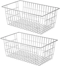 Farmhouse Metal Wire Basket, Fridge Freezer Storage Organizer Bins With Handles For Kitchen Cabinets, Pantry, Closets, Bedrooms, Bathrooms, White 3 Pack -Brabantia Shop 51tICmuoaiL. AC