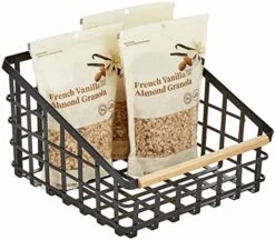 Slim Slanted Metal Wire Kitchen Storage Basket Bin Organizer With Wood Handle For Pantry, Cabinet, Cupboard, Or Countertop Organization - Yami Collection - Matte Black/Natural -Brabantia Shop 51u3jtMTiAL. AC