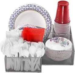 ELTOW Countertop Silverware Caddy W/Handle, 8 Compartment Paper Plate & Cutlery Caddy For Plates, Bowls, Forks, Spoons, Knives, Napkins, Flatware & Utensil Holder For Party, Picnic, Home, RV - Black 18 ELTOW Countertop Silverware Caddy W/Handle, 8 Compartment Paper Plate & Cutlery Caddy For Plates, Bowls, Forks, Spoons, Knives, Napkins, Flatware & Utensil Holder For Party, Picnic, Home, RV - Black -Brabantia Shop 51uyvBthA3L. AC