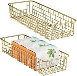 MDesign Metal Wire Food Storage Basket Organizer With Handles For Organizing Kitchen Cabinets, Pantry Shelf, Bathroom, Laundry Room, Closets, Garage - Concerto Collection - 2 Pack - Black -Brabantia Shop 51v1S6ZdVBL. AC