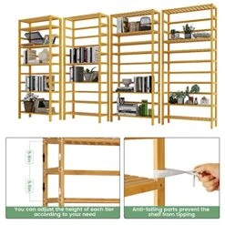 VIAGDO Bamboo Bathroom Shelf, 6-Tier Adjustable Tall Bookshelf, Multifunctional Storage Rack Freestanding Shelving Unit For Bathroom, Living Room, Bedroom, Kitchen, Laundry Room -Brabantia Shop 51vNdfMBLoL