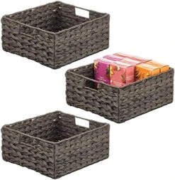 Woven Farmhouse Kitchen Pantry Food Storage Organizer Basket Bin Box - Container Organization For Cabinets, Cupboards, Shelves, Countertops, Store Potatoes, Onions, Fruit, 3 Pack, Camel Brown -Brabantia Shop 51vn kIu4lL. AC