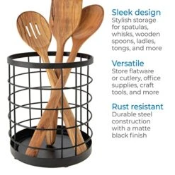 IDesign Wire Utensil Holder For Kitchen Counter, The Austin Collection - 6" X 6" X 7", Matte Black -Brabantia Shop 51wG4JFgwxL