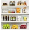 MDesign Plastic Food Storage Bin Organizer With 3 Compartments For Kitchen Cabinet, Pantry, Shelf, Drawer, Fridge, Freezer Organization - Holds Snack Bars - Ligne Collection - Clear