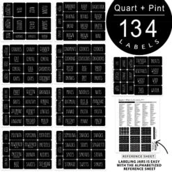 UART + PINT 134 Kitchen Pantry Labels For Containers. Preprinted Retro Handwritten Style. Black Matte Sticker White Text. Waterproof Stickers. Organization Labels For Jars Canisters & Storage Bins. -Brabantia Shop 51wwGnXjhQS