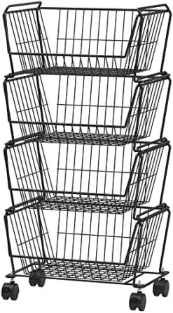 PUSDON 4-Tier Stackable Metal Storage Baskets, Anti-Rust Fruit Vegetable Rack, Dual Use Shelf For Kitchen, Home & Office, Black -Brabantia Shop 51wyWud3hIL. AC