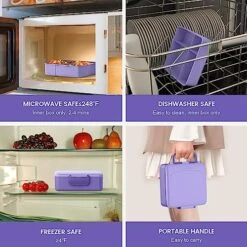 Bento Lunch Box, Lunch Box Kids - 1300ML Insulated Lunch Box With 4 Compartments Bento Box Adult Lunch Box, Leak Proof Lunch Box Containers With Utensils& Food Picks& Cake Cups &Dip Container (Purple) -Brabantia Shop 51xFvPkxWSL