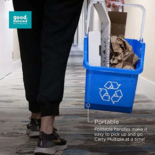 Good Natured Stackable Recycle Bin With Handle, 6 Gallon / 25 Liter - Ideal For Kitchen, Home & Indoor Use - Compact & Small Recycling Bin - Perfect For Recycling Cans, Blue Recycle Bin For Easy Trash Sorting 5 Good Natured Stackable Recycle Bin With Handle, 6 Gallon / 25 Liter - Ideal For Kitchen, Home & Indoor Use - Compact & Small Recycling Bin - Perfect For Recycling Cans, Blue Recycle Bin For Easy Trash Sorting - Image 5