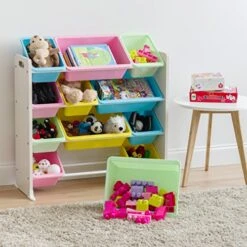 IRIS USA Large Multi-Purpose Plastic Storage Bins, 4-Pack, Durable Thick Plastic Organizer Containers For Toys Diapers Clothes Crafts Kids Room Playroom Daycare School Storage, Pastel Colors -Brabantia Shop 51yV4FxqkEL