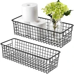 Sheechung Farmhouse Decor Metal Wire Storage Organizer Bin Basket(2 Pack) - Rustic Toilet Paper Holder - Storage Organizer For Bathroom, Kitchen Cabinets,Pantry, Laundry Room, Closets, Garage (Black) -Brabantia Shop 51ycjZp2QjL. AC