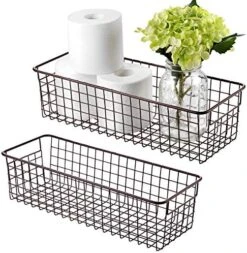 Sheechung Farmhouse Decor Metal Wire Storage Organizer Bin Basket(2 Pack) - Rustic Toilet Paper Holder - Storage Organizer For Bathroom, Kitchen Cabinets,Pantry, Laundry Room, Closets, Garage (Black) -Brabantia Shop 51ydLdjTRJL. AC