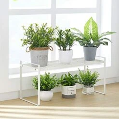 Aksipo 2 Pack Stackable Cabinet Shelf Cupboard Stand Spice Rack Pantry Shelf Kitchen Countertop Organizer Shelf, 13'' Sturdy Metal Frame Rust Resistant Nonslip Milky White -Brabantia Shop 51yzJKWmzHL