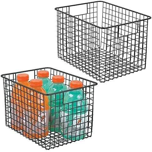 MDesign Farmhouse Decor Metal Wire Food Organizer Storage Bin Baskets With Handles For Kitchen Cabinets, Pantry, Bathroom, Laundry Room, Closets, Garage - 2 Pack - Bronze 7 MDesign Farmhouse Decor Metal Wire Food Organizer Storage Bin Baskets With Handles For Kitchen Cabinets, Pantry, Bathroom, Laundry Room, Closets, Garage - 2 Pack - Bronze - Image 7