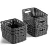 T Of 6 Plastic Storage Baskets - Small Pantry Organizer Basket Bins - Household Organizers With Cutout Handles For Kitchen Organization, Countertops, Cabinets, Bedrooms, And Bathrooms