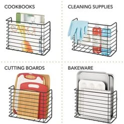 MDesign Farmhouse Metal Wire Wall & Cabinet Door Mount Kitchen Storage Organizer Basket Rack - Mount To Walls And Cabinet Doors In Kitchen, Pantry, And Under Sink - 2 Pack - Black -Brabantia Shop 51zR41E4vVL