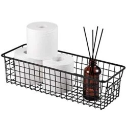 Sheechung Farmhouse Decor Metal Wire Storage Organizer Bin Basket(2 Pack) - Rustic Toilet Paper Holder - Storage Organizer For Bathroom, Kitchen Cabinets,Pantry, Laundry Room, Closets, Garage (Black) -Brabantia Shop 51zo4xg8coL