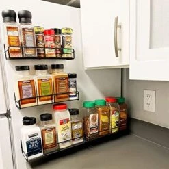 ZLEYECZ 4 Pack Magnetic Spice Rack Organizer, Space Saver For Refrigerator/Stove Oven/Microwave Oven And Washing Machine,Metal Fridge Shelf，Black… -Brabantia Shop 51zsCkoQPfL. AC