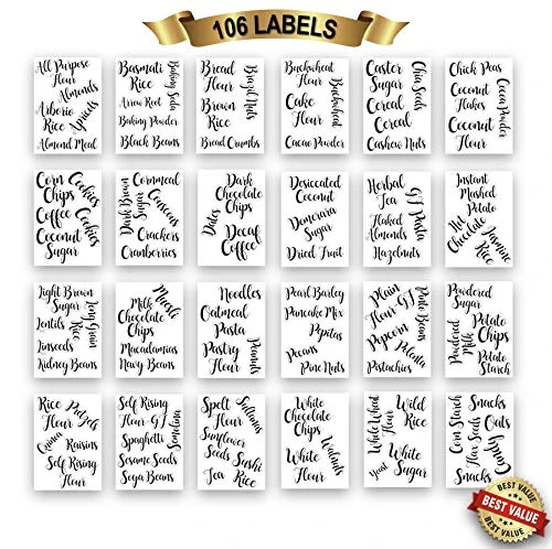 106 Pantry Labels Stickers By 7 Ruby Road For Kitchen Organization And Storage. Clear Water Resistant, Farmhouse Cursive Script For Food Canisters, Containers, Mason Jars For Flour, Sugar, Coffee 1 106 Pantry Labels Stickers By 7 Ruby Road For Kitchen Organization And Storage. Clear Water Resistant, Farmhouse Cursive Script For Food Canisters, Containers, Mason Jars For Flour, Sugar, Coffee