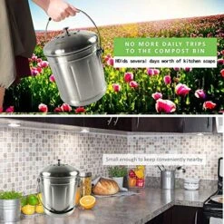 Abakoo 1.8 Gallon Compost Bin 304 Stainless Steel Kitchen Composter Waste Pail Indoor Countertop Kitchen Recycling Bin Pail - Includes 2 Filters 10 Abakoo 1.8 Gallon Compost Bin 304 Stainless Steel Kitchen Composter Waste Pail Indoor Countertop Kitchen Recycling Bin Pail - Includes 2 Filters -Brabantia Shop 61O1rCVCfXL