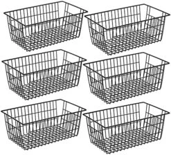 Farmhouse Metal Wire Basket, Fridge Freezer Storage Organizer Bins With Handles For Kitchen Cabinets, Pantry, Closets, Bedrooms, Bathrooms, White 3 Pack -Brabantia Shop 61WoafMMvL. AC