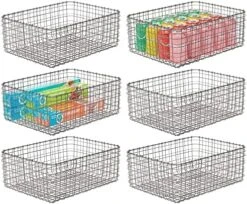 Farmhouse Decor Metal Wire Food Organizer Storage Bin Basket For Kitchen Cabinets, Pantry, Bathroom, Laundry Room, Closets, Garage, 6 Pack - 16" Long - Satin -Brabantia Shop 61Xw1IeWSPL. AC