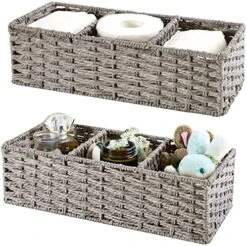 Vagusicc 3-Section Wicker Baskets For Shelves, Hand-Woven Paper Rope Wicker Storage Basket, Toilet Paper Basket For Toilet Tank Top, Baskets For Organizing Bathroom, 2-Pack, White -Brabantia Shop 61eoHJrbvxL. AC
