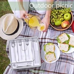 YICOCHI Utensil Holder For Countertop With Lid, Plastic Silverware Tray For Drawer, 5 Compartments Flatware Organizer, White -Brabantia Shop 61m5ubmB31L