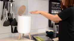 Trash Can | 7 Liter (1.8 Gallon) / 2 Liter (0.5 Gallon) | Push-to-Open Lid | Premium Plastic Wood Grain Nordic Minimalist Modern Waste Basket For Kitchen, Bathroom, Bedroom, Living Room, Office (1.8 Gallon (7L)) -Brabantia Shop A1hV5FGw0cL